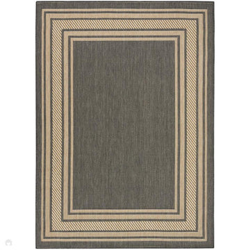 Horizon HOZ03 Modern Plain Border Durable Stain-Resistant Weatherproof Flatweave In-Outdoor Charcoal Rug-Nourison-Rug Love - The Most Loved Rug Store